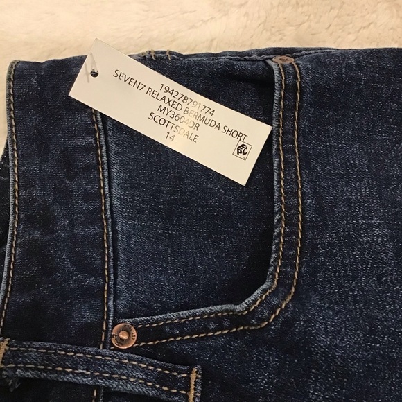 Seven7 New Size 14 Relaxed Bermuda Denim Women’s Jeans Shorts Cuffed Hem - Picture 9 of 12